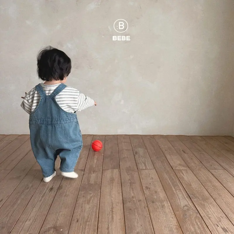 Bella Bambina - Korean Baby Fashion - #babyoutfit - Bebe Winter Denim Dungarees Bodysuit - 5