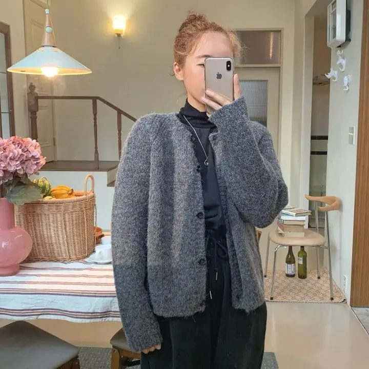 Bellot - Korean Women Fashion - #momslook - Bubble Cardigan Mom - 2