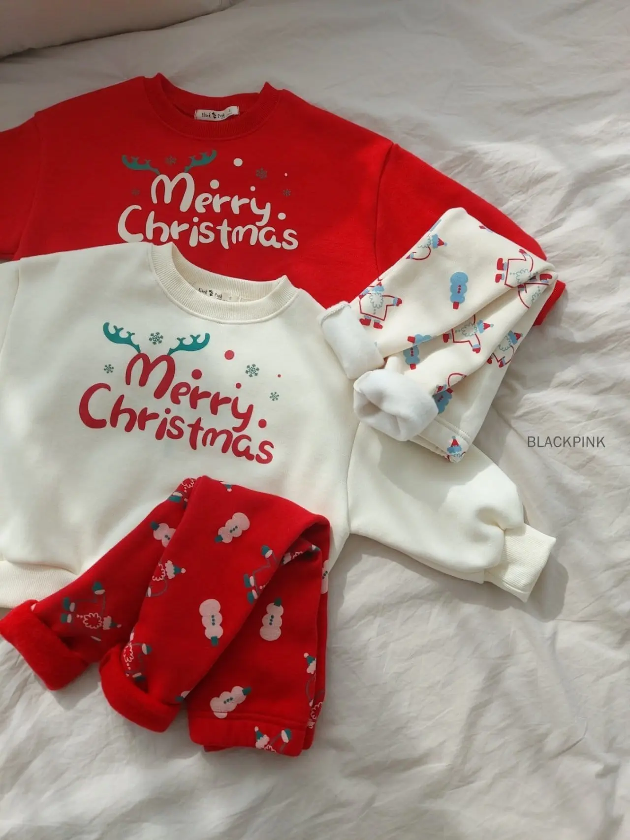Black Pink - Korean Children Fashion - #childrensboutique - Snow Santa Leggings - 3