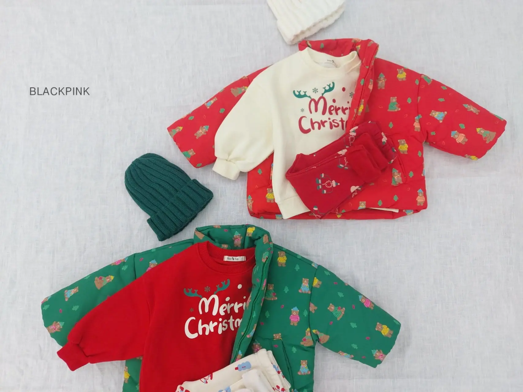 Black Pink - Korean Children Fashion - #stylishchildhood - Christmas Ppang Ppang Padding Jumper - 2