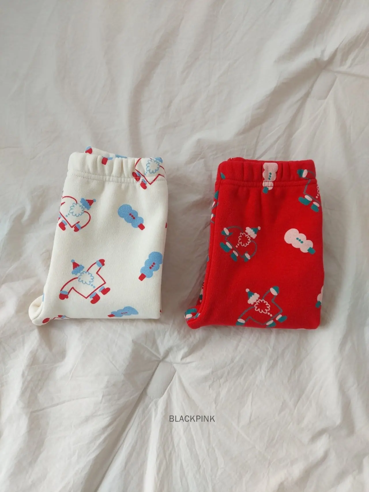 Black Pink - Korean Children Fashion - #stylishchildhood - Snow Santa Leggings