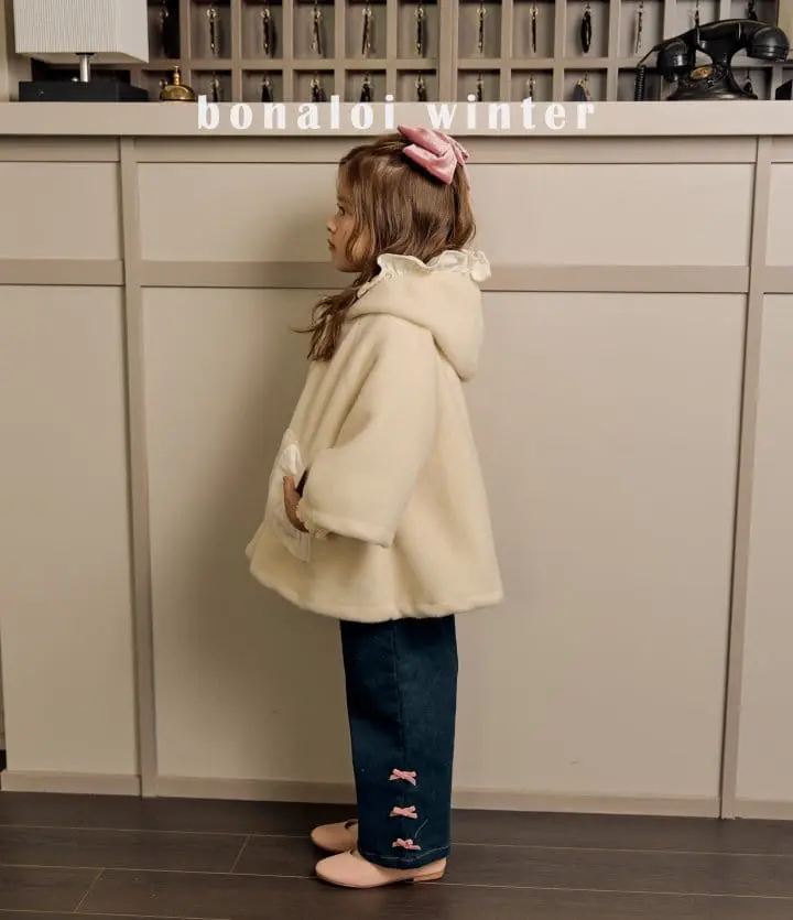 Bonaloi - Korean Children Fashion - #todddlerfashion - Denim Ribbon Pants - 9