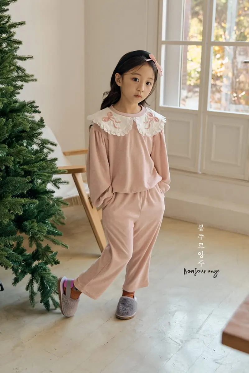 Bonjour Ange - Korean Children Fashion - #kidzfashiontrend - Ribbon Bocasi Top Bottom Set - 4