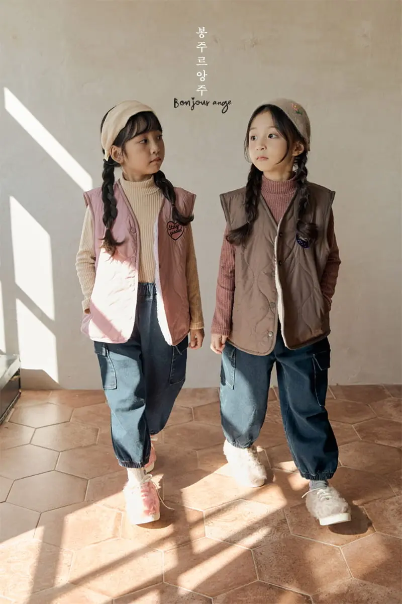 Bonjour Ange - Korean Children Fashion - #designkidswear - Denim Fleece Pants - 2