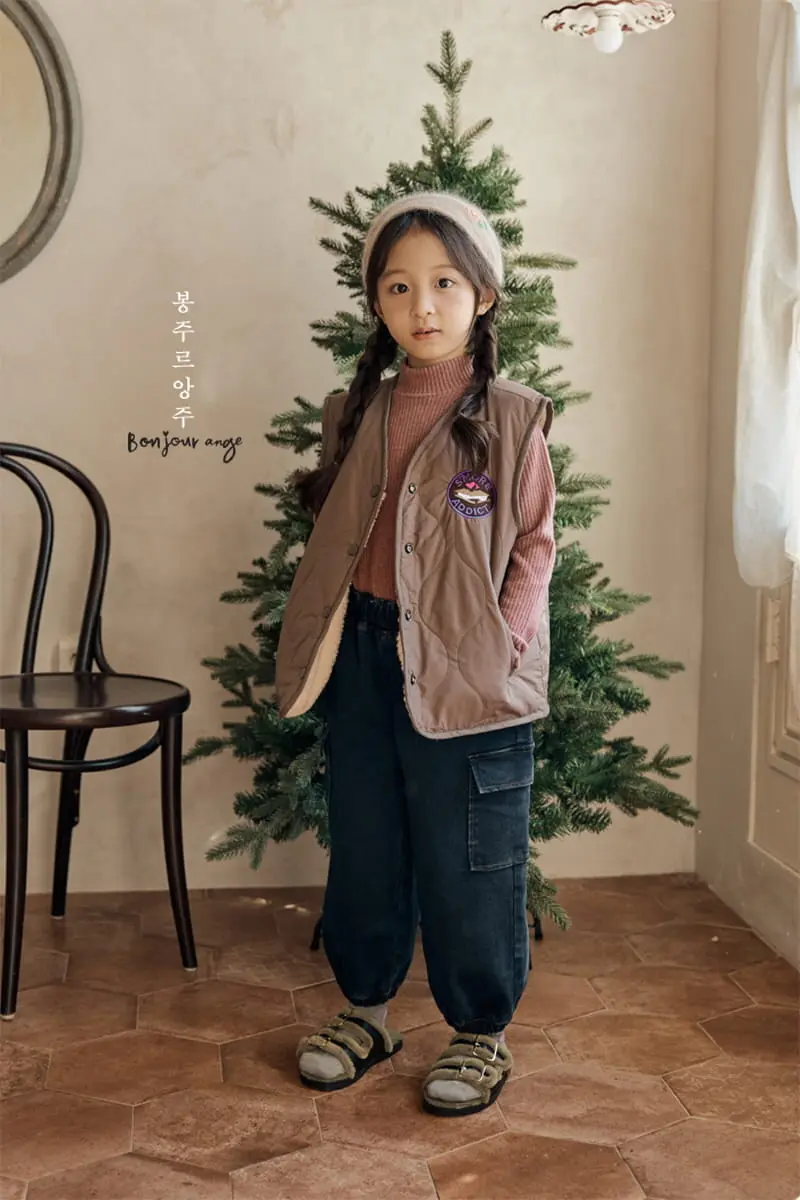 Bonjour Ange - Korean Children Fashion - #kidsshorts - Denim Fleece Pants - 5