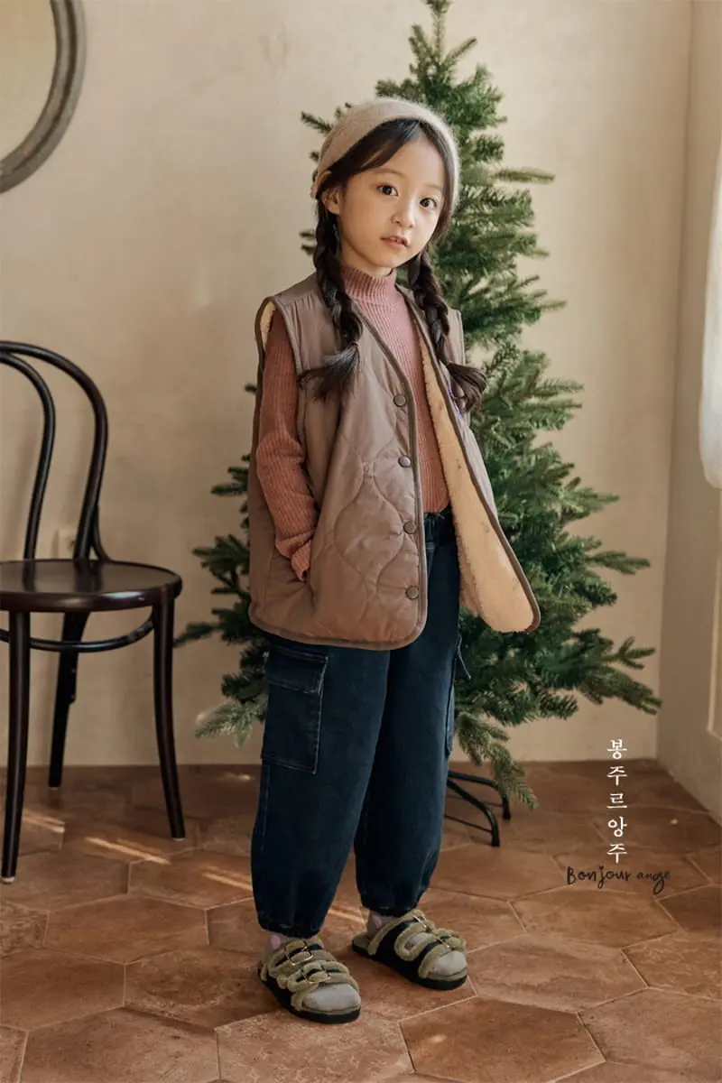Bonjour Ange - Korean Children Fashion - #kidsstore - Denim Fleece Pants - 6