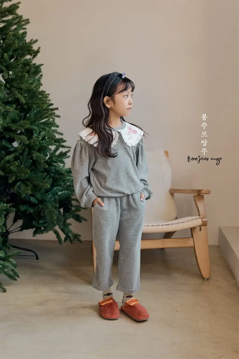 Bonjour Ange - Korean Children Fashion - #prettylittlegirls - Ribbon Bocasi Top Bottom Set - 8