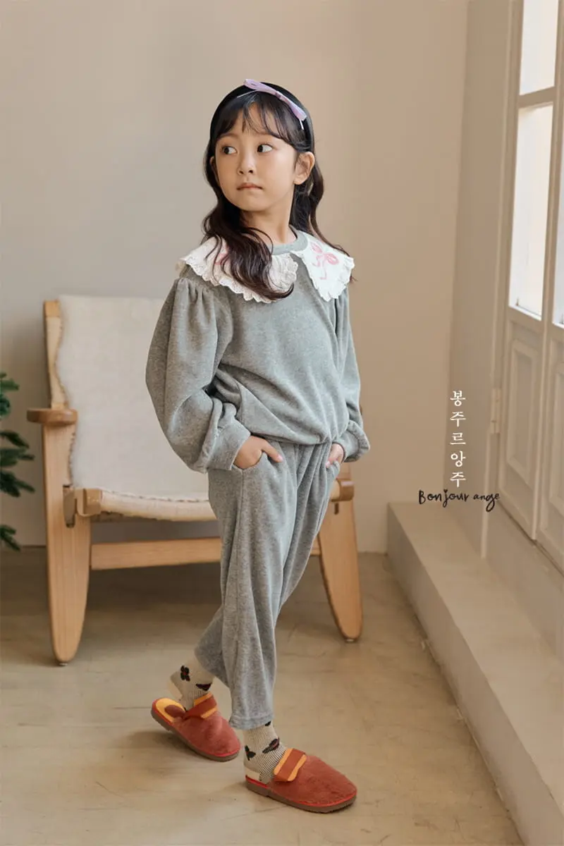 Bonjour Ange - Korean Children Fashion - #todddlerfashion - Ribbon Bocasi Top Bottom Set - 9