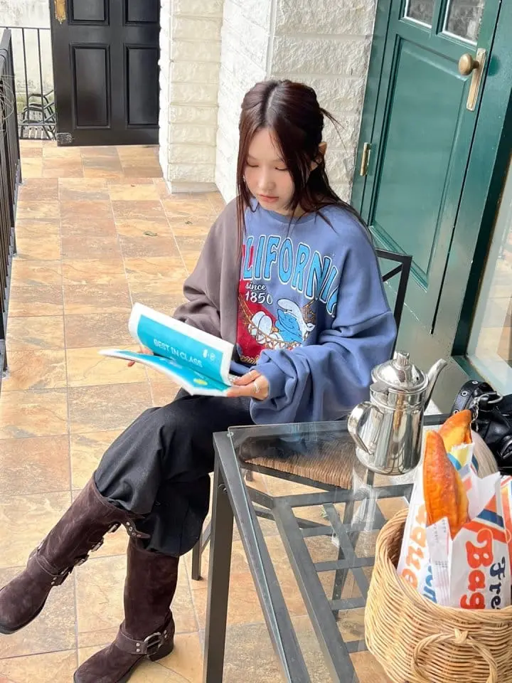 Bricklane - Korean Women Fashion - #momslook - Smurf Slit Sweatshirt - 5
