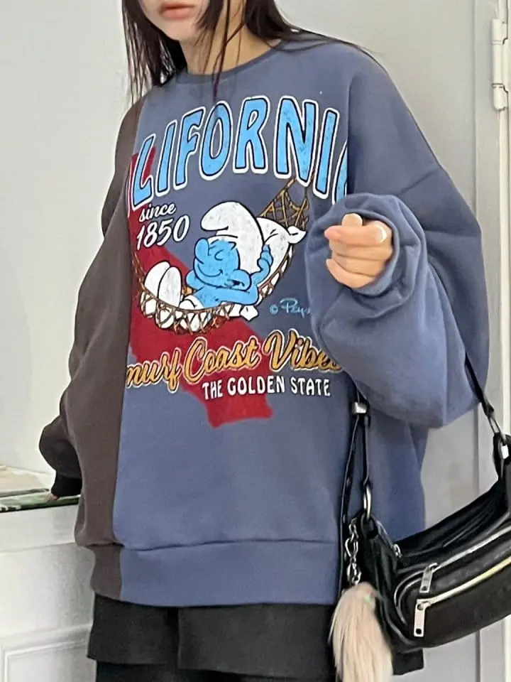 Bricklane - Korean Women Fashion - #momslook - Smurf Slit Sweatshirt - 9
