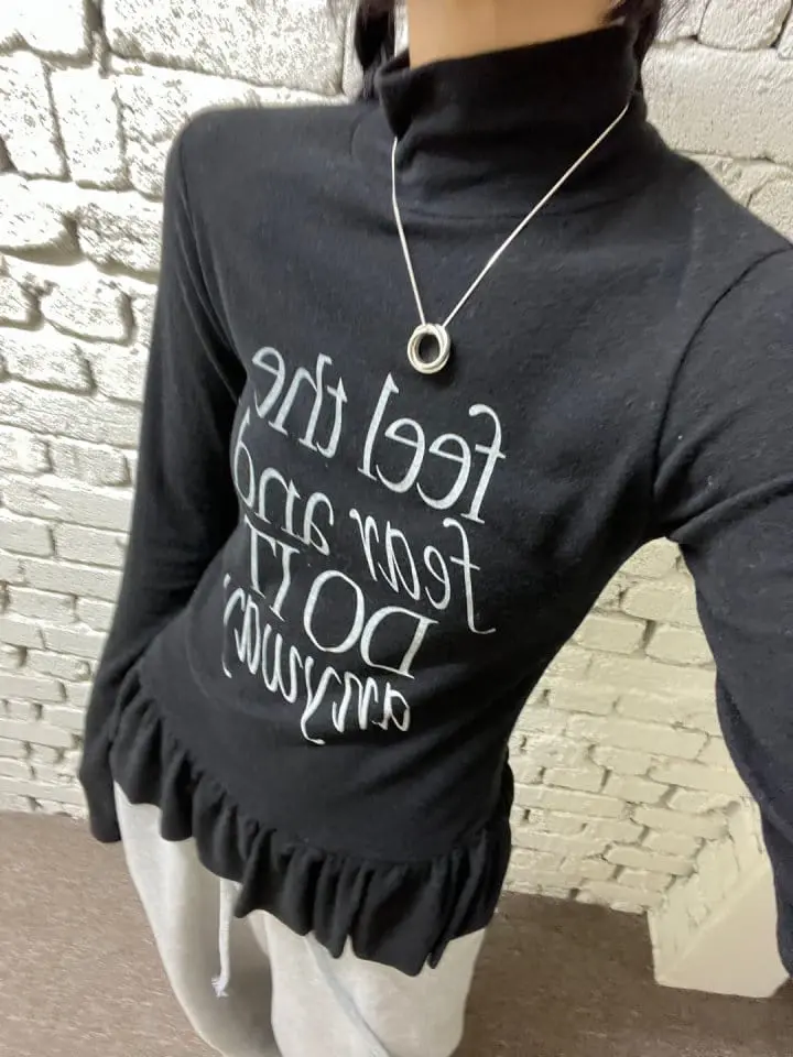 Bricklane - Korean Women Fashion - #momslook - Frill Turtleneck Tee - 5