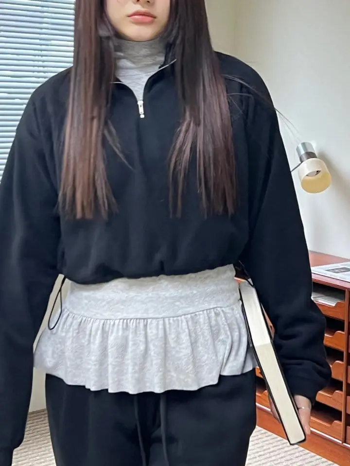 Bricklane - Korean Women Fashion - #momslook - Free High Half Turtleneck Zip-up - 11