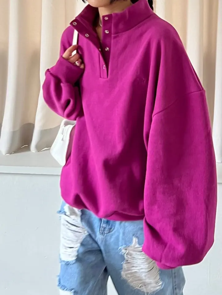 Bricklane - Korean Women Fashion - #pursuepretty - High Button Sweatshirt - 9
