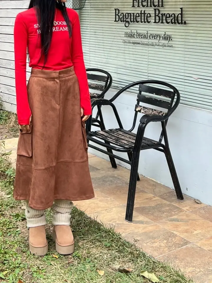 Bricklane - Korean Women Fashion - #pursuepretty - Cargo Suede  Skirt