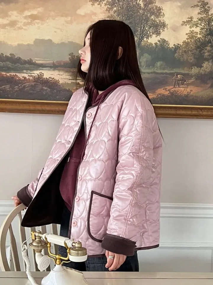 Bricklane - Korean Women Fashion - #restrostyle - Heart Quilting Jumper - 5