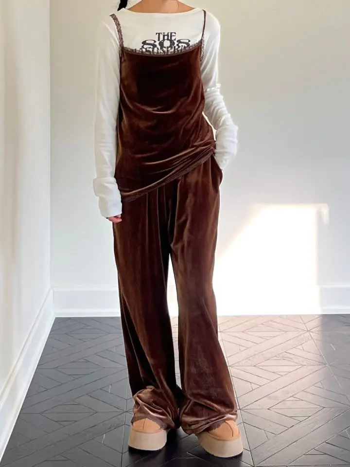 Bricklane - Korean Women Fashion - #pursuepretty - Lace Velvet Sleeveless Blouse - 4