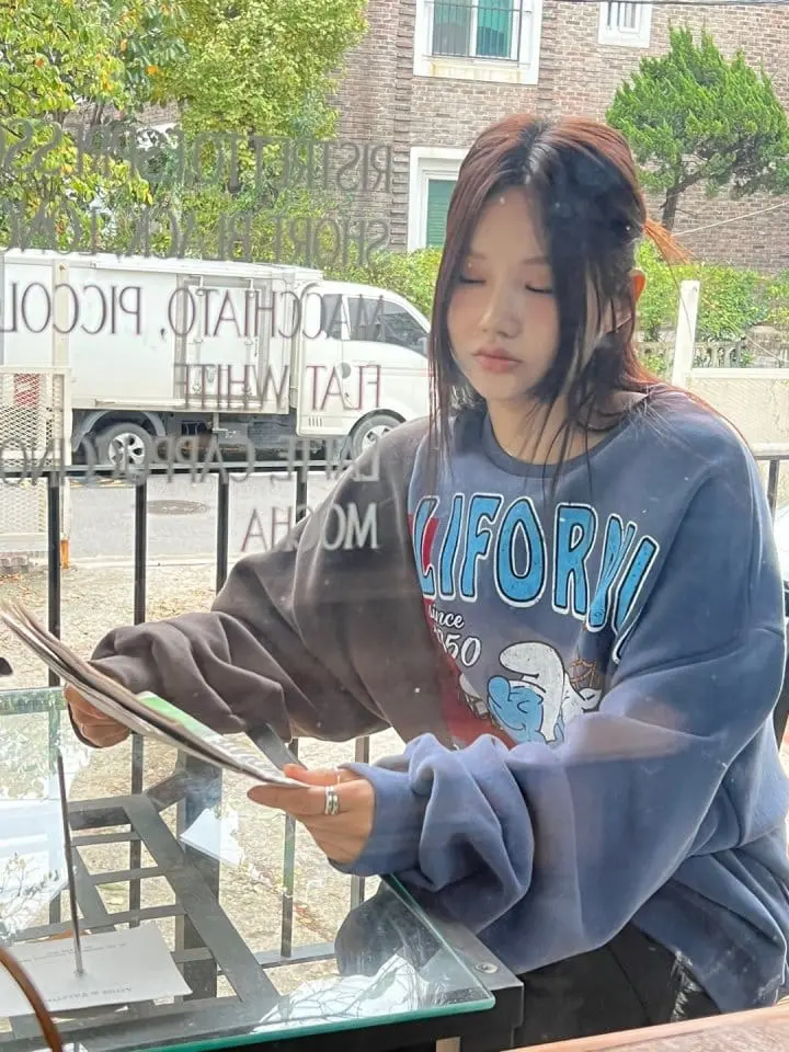 Bricklane - Korean Women Fashion - #romanticstyle - Smurf Slit Sweatshirt