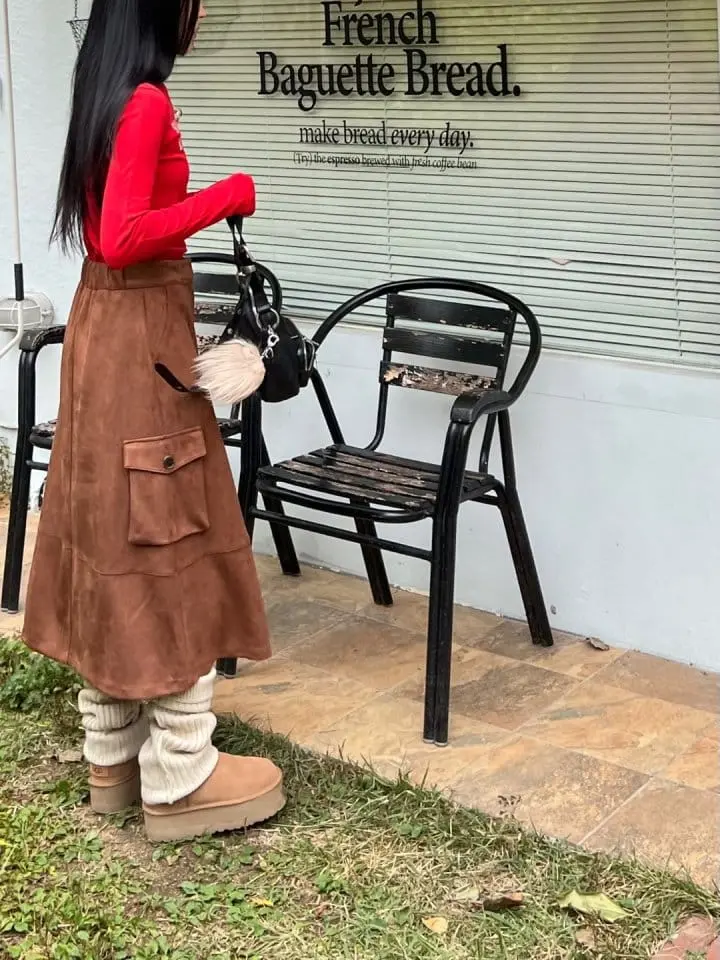 Bricklane - Korean Women Fashion - #thatsdarling - Cargo Suede  Skirt - 5