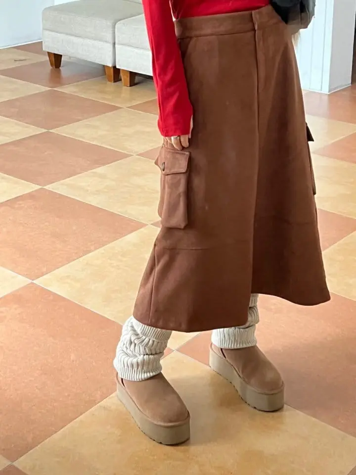 Bricklane - Korean Women Fashion - #thelittlethings - Cargo Suede  Skirt - 6