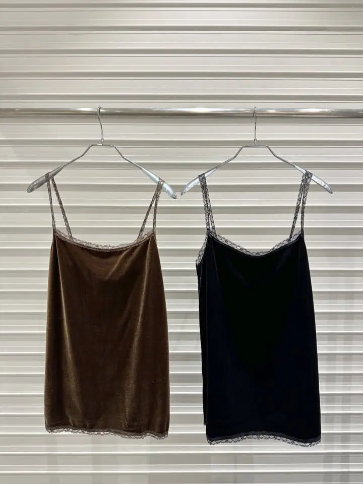 Bricklane - Korean Women Fashion - #vintageinspired - Lace Velvet Sleeveless Blouse