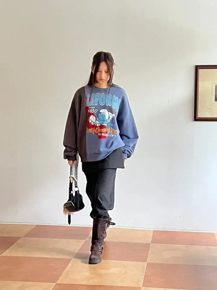 Bricklane - Korean Women Fashion - #womensfashion - Smurf Slit Sweatshirt - 10