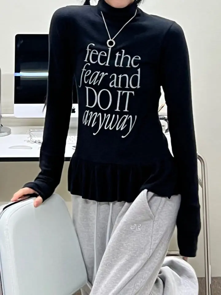 Bricklane - Korean Women Fashion - #womensfashion - Frill Turtleneck Tee - 2