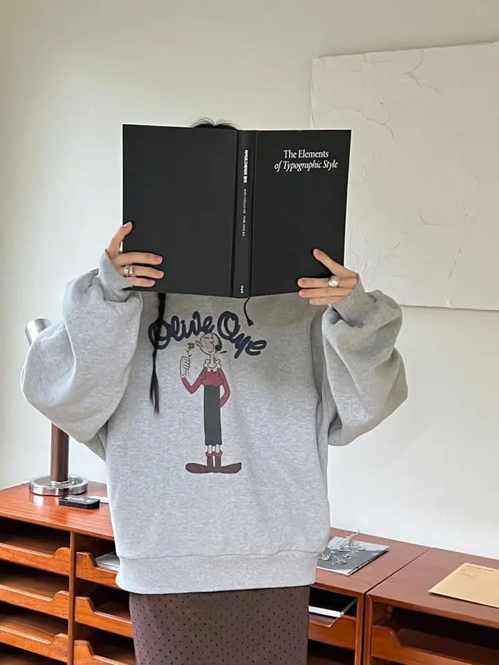 Bricklane - Korean Women Fashion - #womensfashion - Olive Fleece Sweatshirt - 11