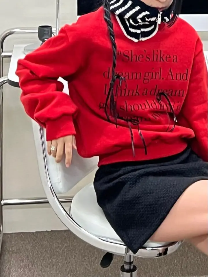 Bricklane - Korean Women Fashion - #womensfashion - Ribbon Fleece Sweatshirt