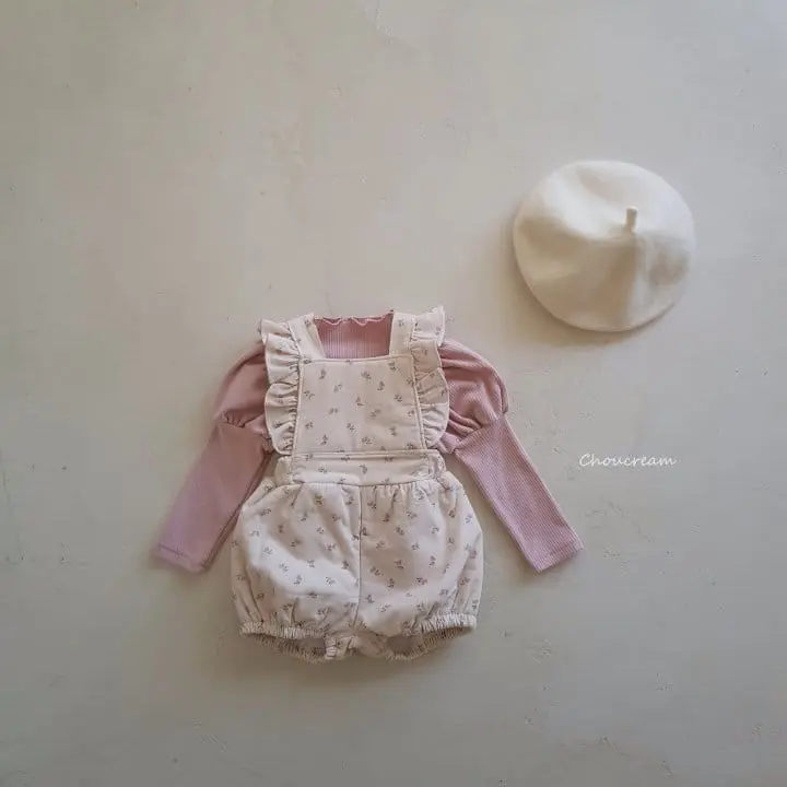 Choucream - Korean Baby Fashion - #babyboutique - Padding Frill Dungaree Romper - 5