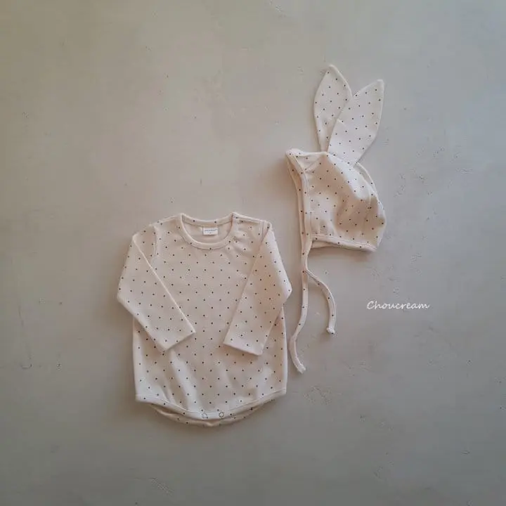 Choucream - Korean Baby Fashion - #babyboutiqueclothing - Winter Rabbit Bonnet bOdysuit SET - 2