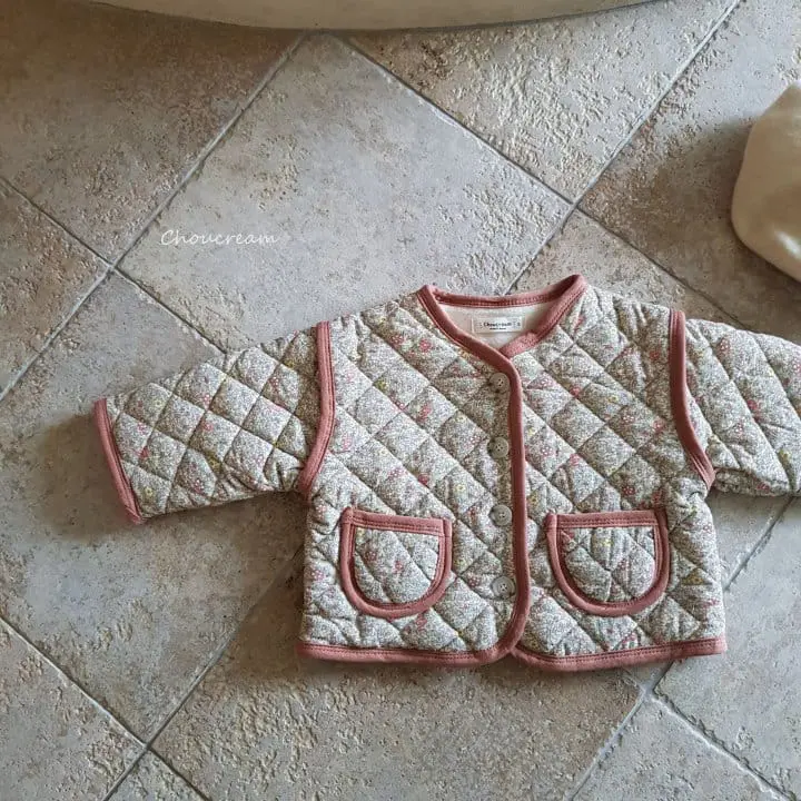 Choucream - Korean Baby Fashion - #babyboutiqueclothing - Bebe Quilting Jacket Flower Rib