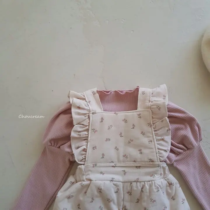 Choucream - Korean Baby Fashion - #babyclothing - Padding Frill Dungaree Romper - 7