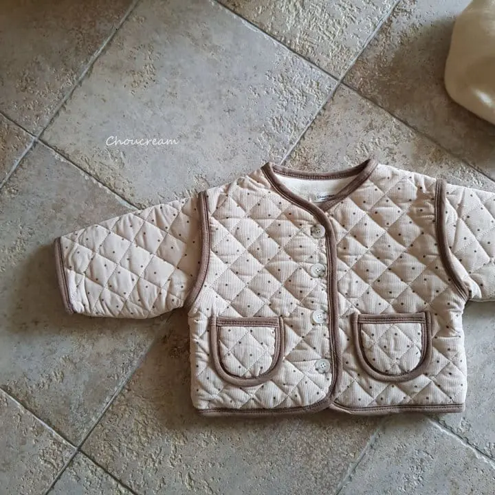 Choucream - Korean Baby Fashion - #babyclothing - Bebe Quilting Jacket Dot Rib