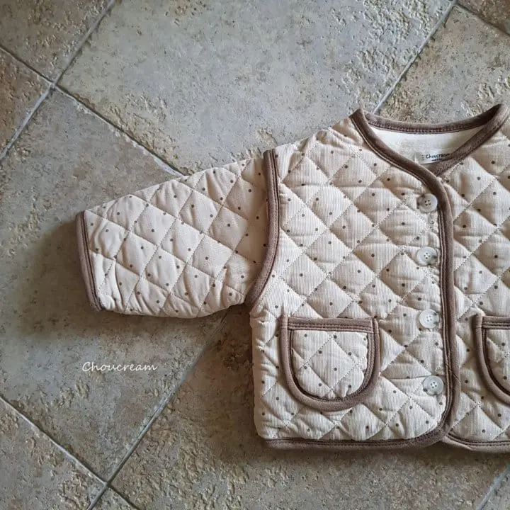 Choucream - Korean Baby Fashion - #babyfashion - Bebe Quilting Jacket Dot Rib - 2