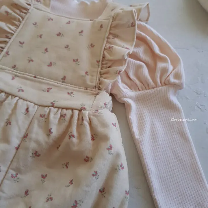 Choucream - Korean Baby Fashion - #babyfever - Padding Frill Dungaree Bodysuit - 10
