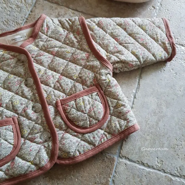 Choucream - Korean Baby Fashion - #babyfashion - Bebe Quilting Jacket Flower Rib - 4