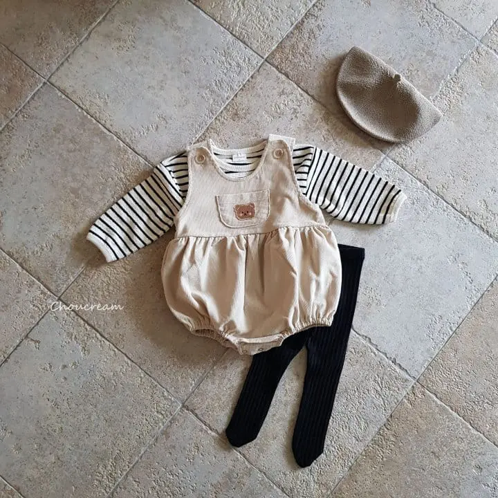 Choucream - Korean Baby Fashion - #babygirlfashion - Bear Dungarees Winter - 6