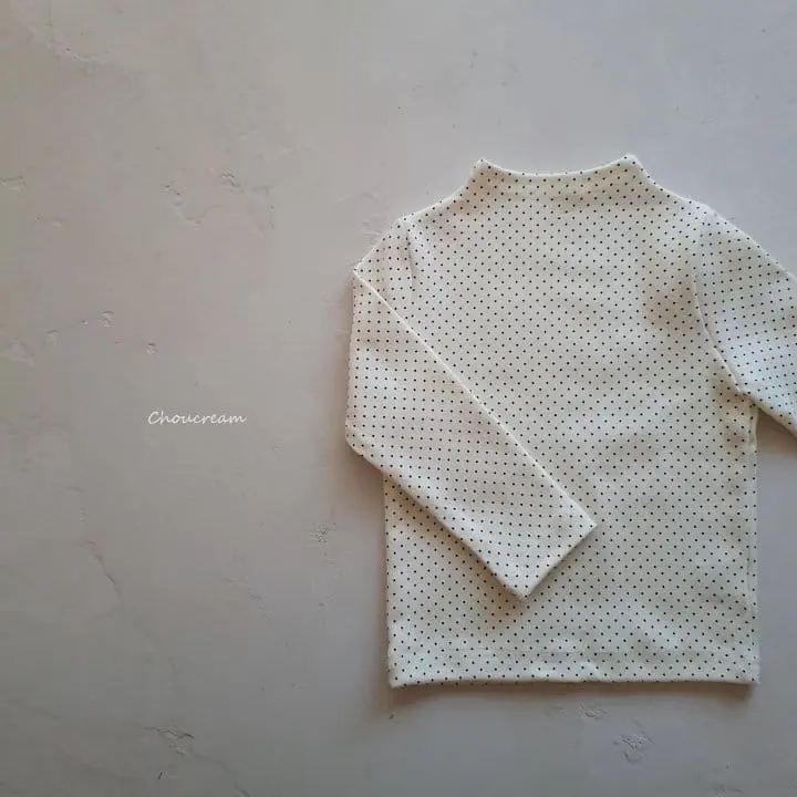 Choucream - Korean Baby Fashion - #babylifestyle - Bebe Half Neck Tee Dot - 4