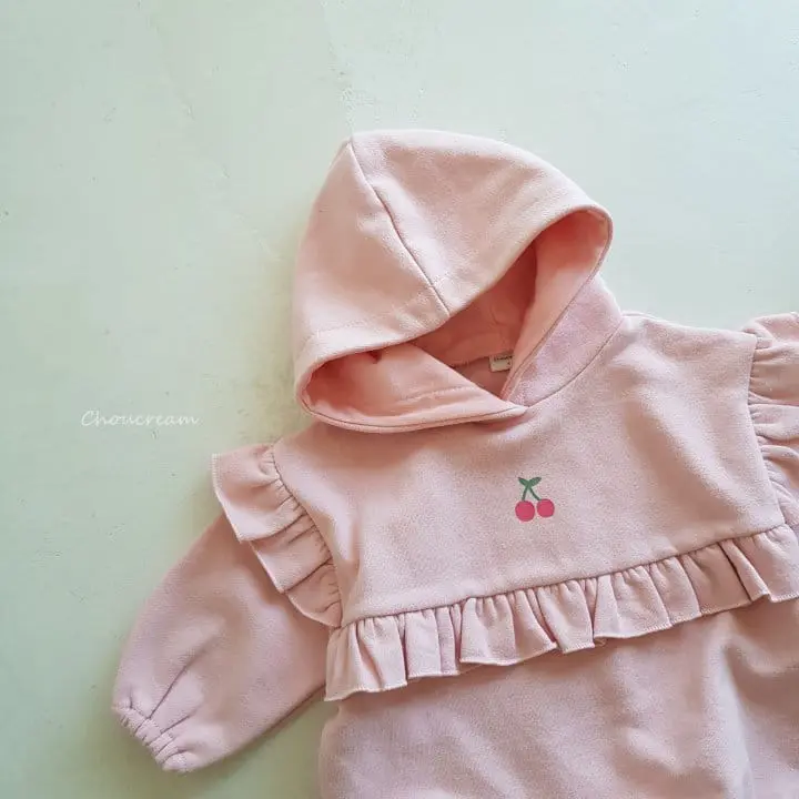 Choucream - Korean Baby Fashion - #babyoutfit - Cherry Hoody Bodysuit - 2