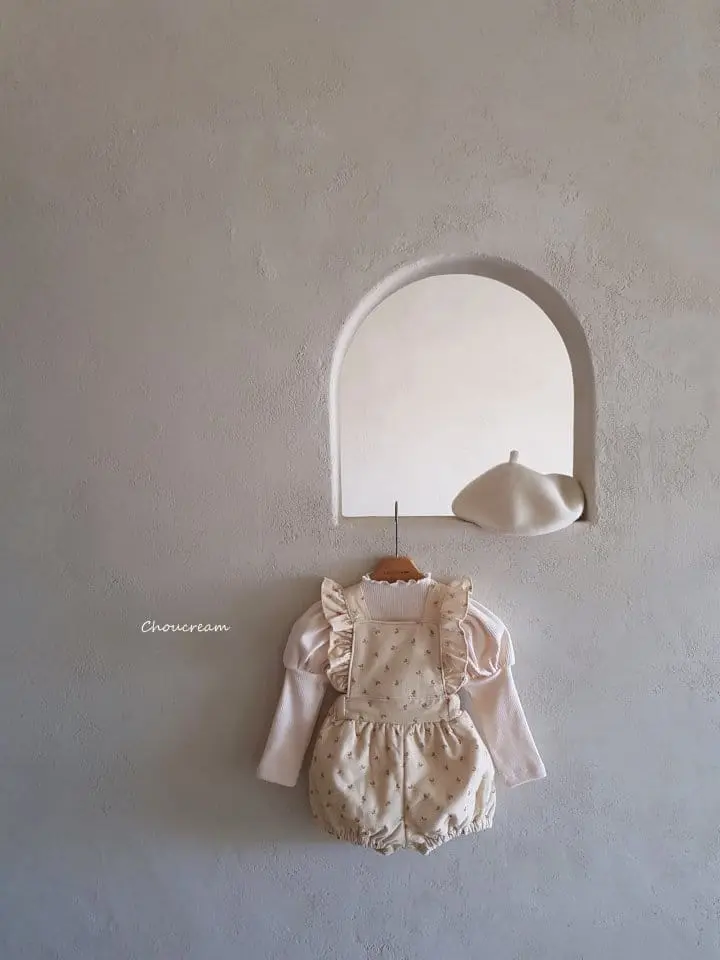 Choucream - Korean Baby Fashion - #babyoutfit - Padding Frill Dungaree Bodysuit