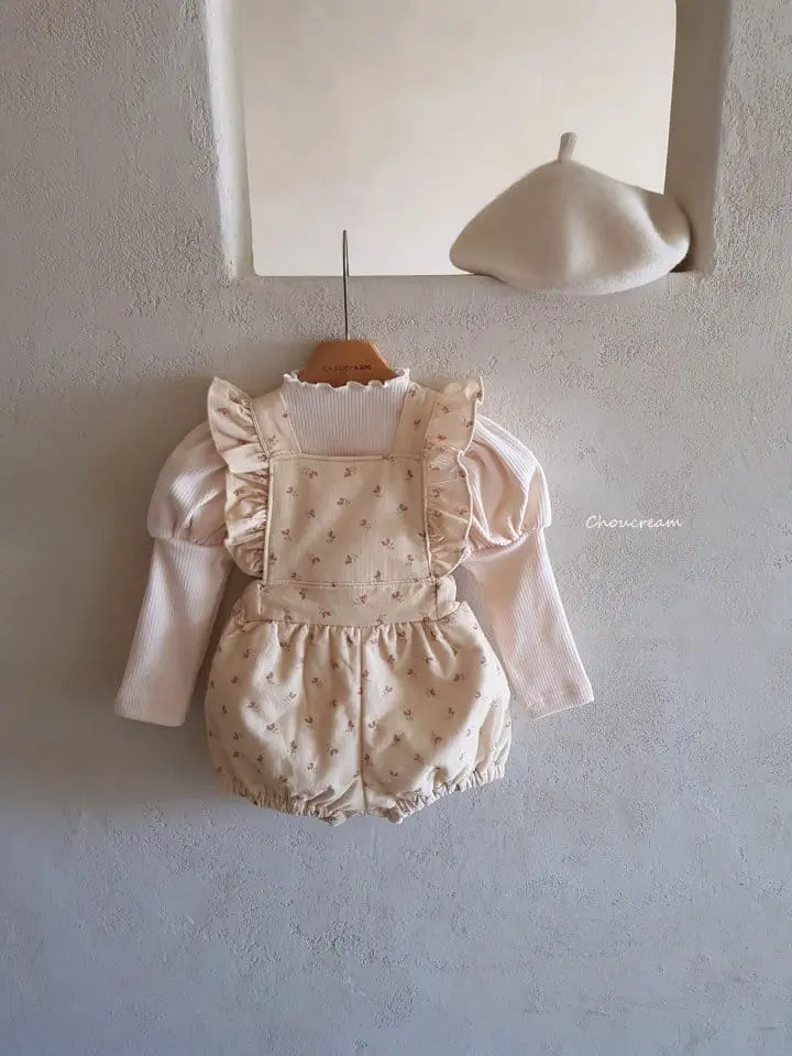 Choucream - Korean Baby Fashion - #babywear - Padding Frill Dungaree Bodysuit - 2