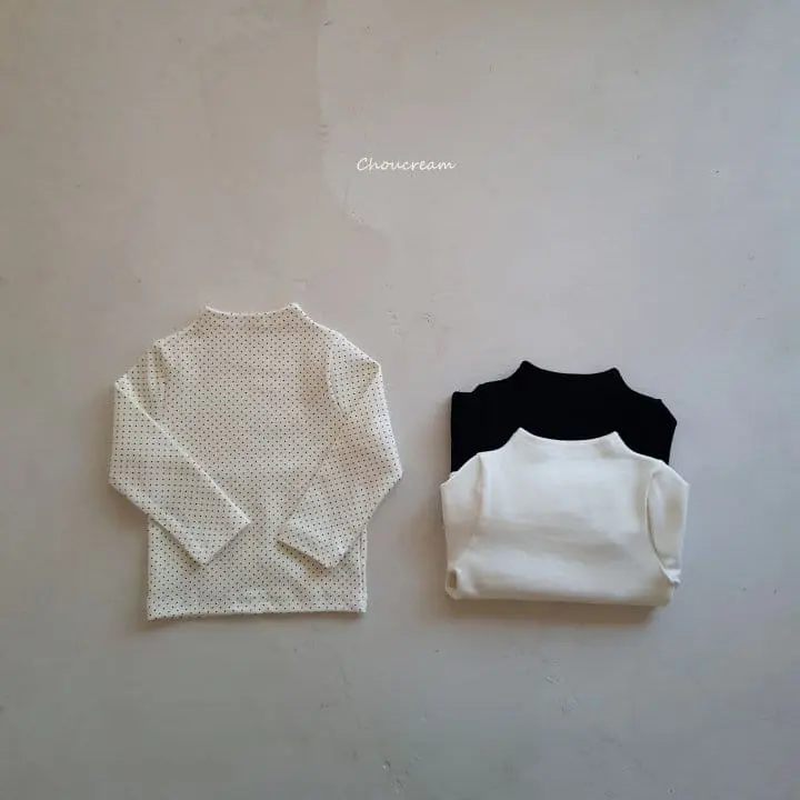 Choucream - Korean Baby Fashion - #onlinebabyboutique - Bebe Half Neck Tee Dot - 9