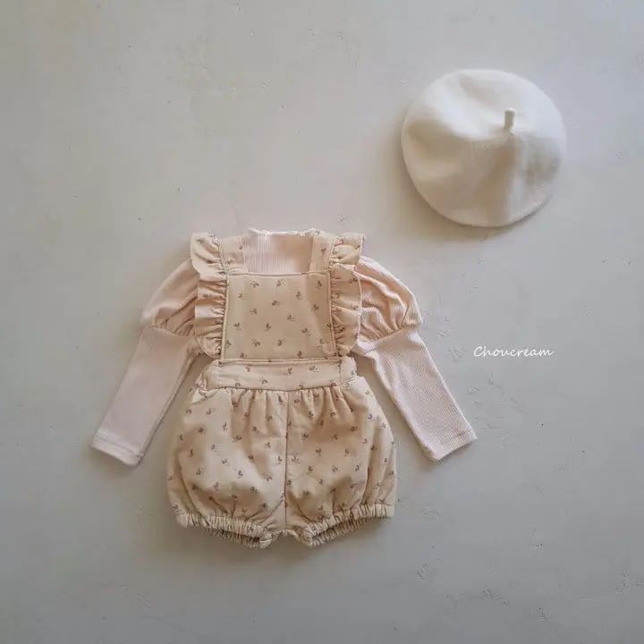 Choucream - Korean Baby Fashion - #smilingbaby - Padding Frill Dungaree Bodysuit - 5