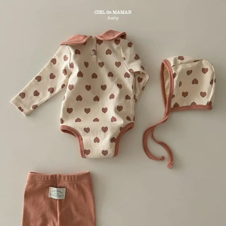 Ciel De Maman - Korean Baby Fashion - #babyoutfit - Heart Bodysuit Set - 4