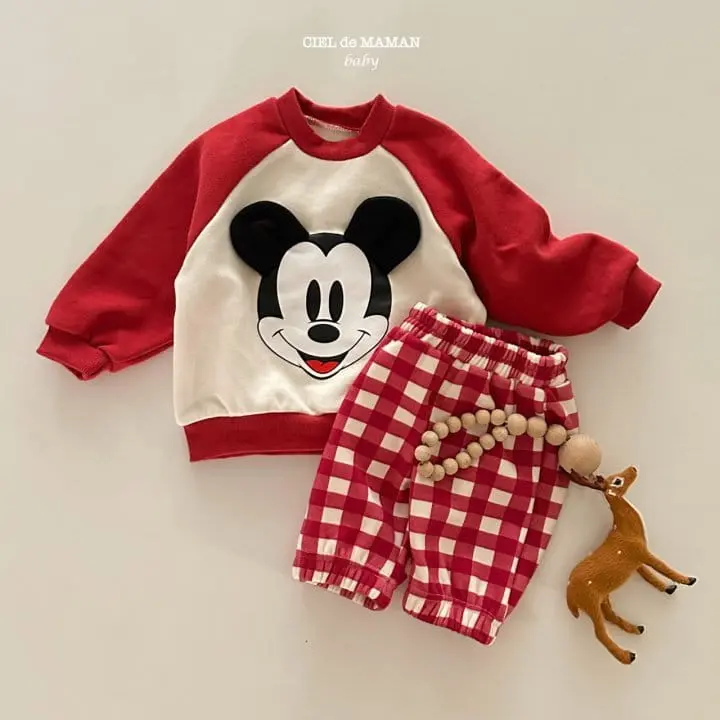 Ciel De Maman - Korean Baby Fashion - #onlinebabyshop - Check M Top Bottom sEt - 4