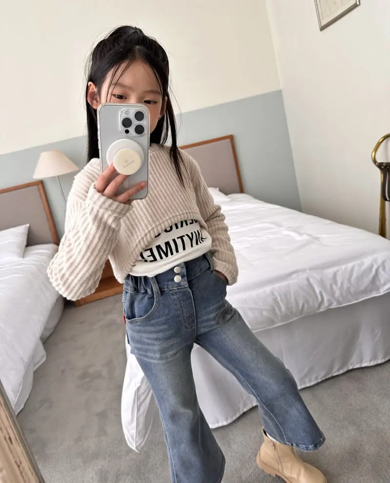 Comma - Korean Children Fashion - #kidsshorts - Crop Knit Tee - 4