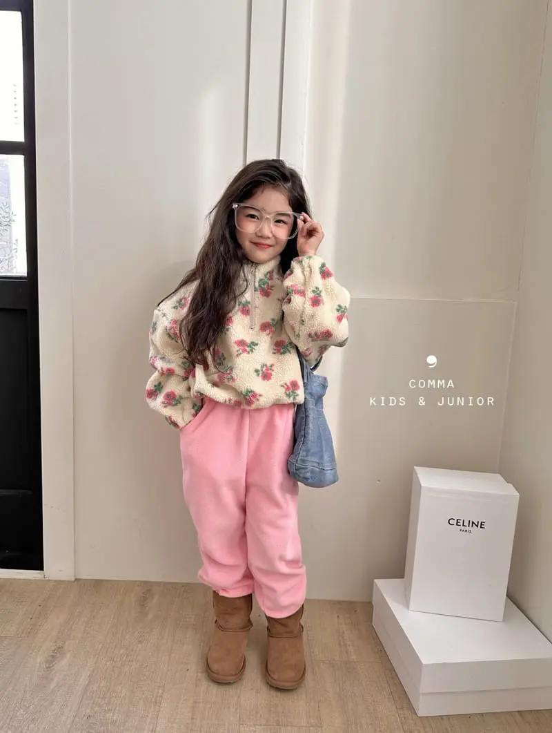 Comma - Korean Children Fashion - #minifashionista - Flower Half Zip-up  - 7