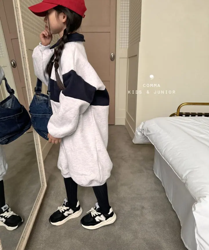Comma - Korean Children Fashion - #minifashionista - Boxy Long One-piece Melange - 2