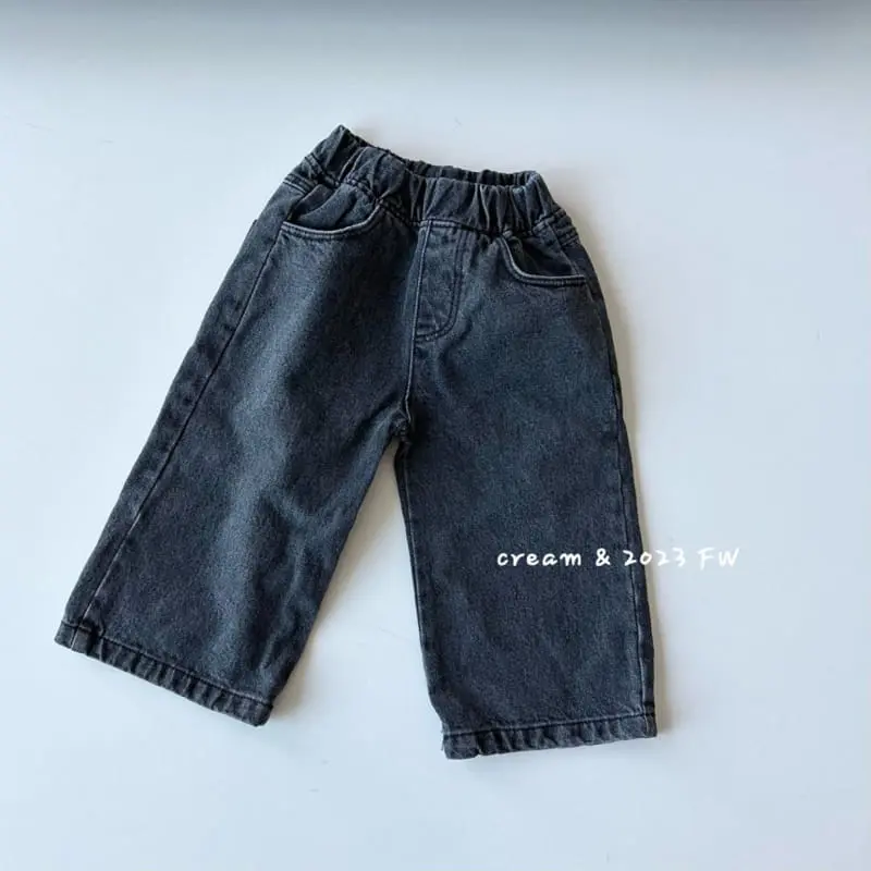 Cream Bbang - Korean Children Fashion - #childofig - Fleece Denim Wide Pants - 3