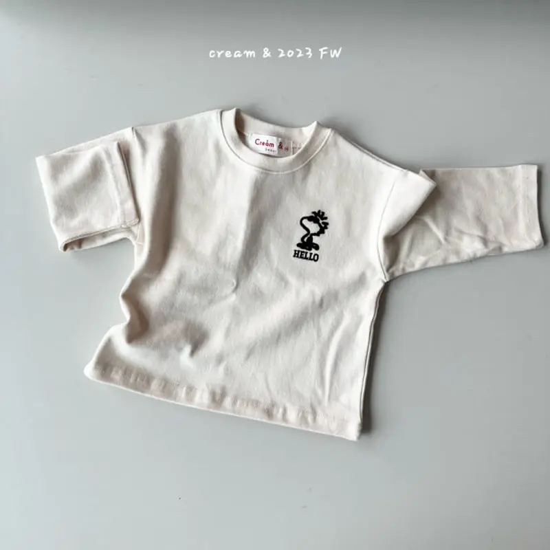 Cream Bbang - Korean Children Fashion - #childofig - Fleece Hello Embroidery - 6